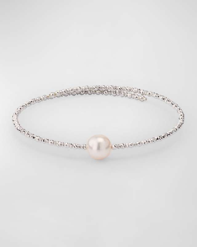 18K White Gold Akoya Pearl Wrap Bracelet